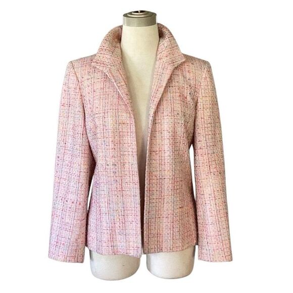 Vintage Liz Baker Tweed Open Front Blazer Jacket Women’s 12 Lined - Picture 1 of 7